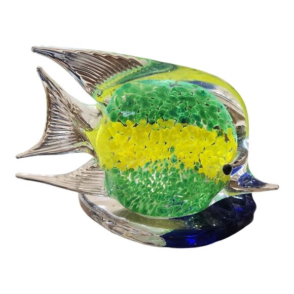 PartyLite Art Glass Angelfish Tropical Tea Light Candle Holder Paperweight Fish - Picture 2 of 6